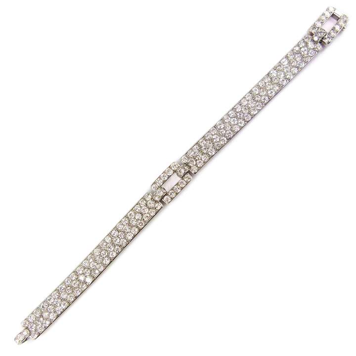 Diamond and platinum strap bracelet by Cartier, Paris,